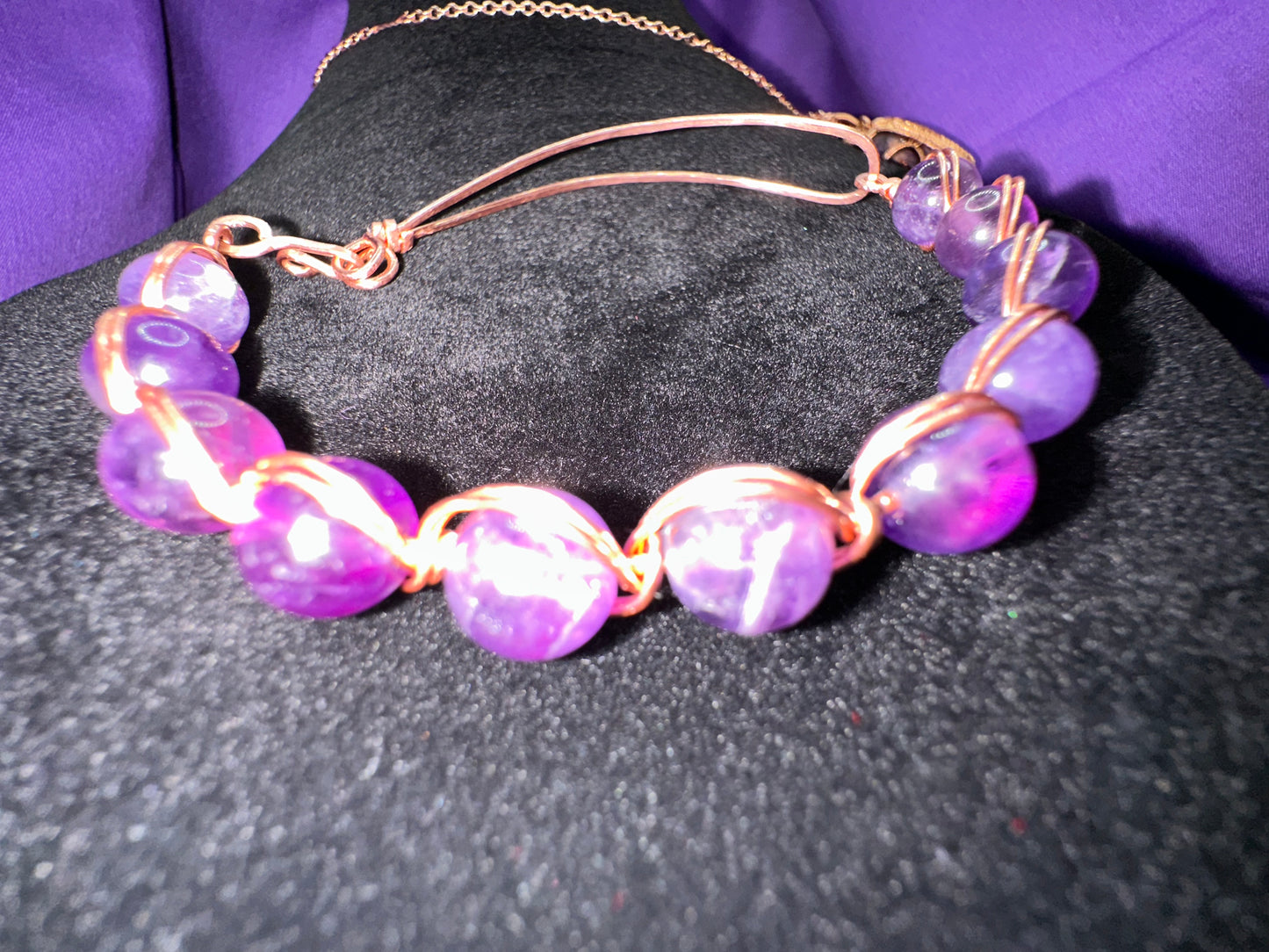 Purple Hearts đź’ś (Amethyst+Copper Bracelet )(Single Bracelet)