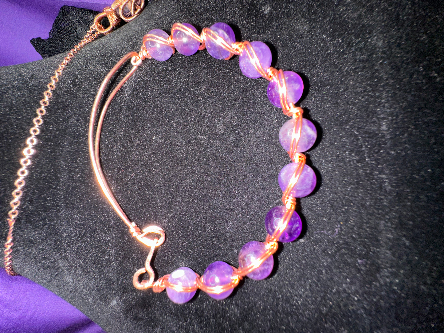 Purple Hearts đź’ś (Amethyst+Copper Bracelet )(Single Bracelet)