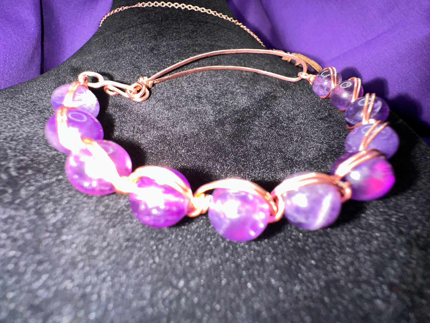 Purple Hearts 💜 (Amethyst+Copper Bracelet )(Single Bracelet)